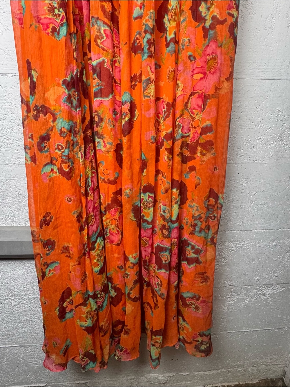 ULLA JOHNSON Ines Gown Orange Floral Smocked Maxi Dress Size 6 100% Silk Dress - Picture 4 of 16